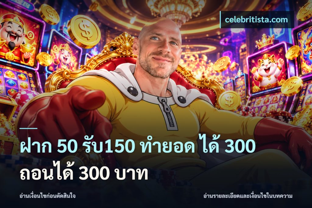 ฝาก 50 รับ150 ทำยอด ได้ 300 ถอนได้ 300 บาท