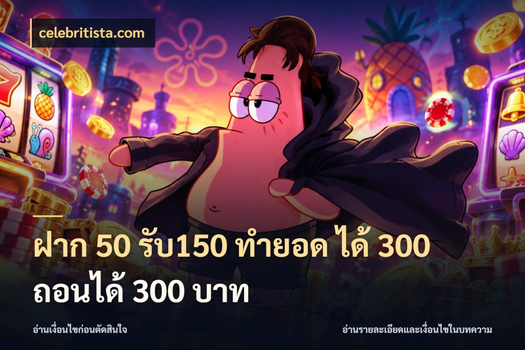ฝาก 50 รับ150 ทำยอด ได้ 300 ถอนได้ 300 บาท โปรกับเกมที่ชอบเลือกให้ตรงสไตล์ กับ celebritista.com