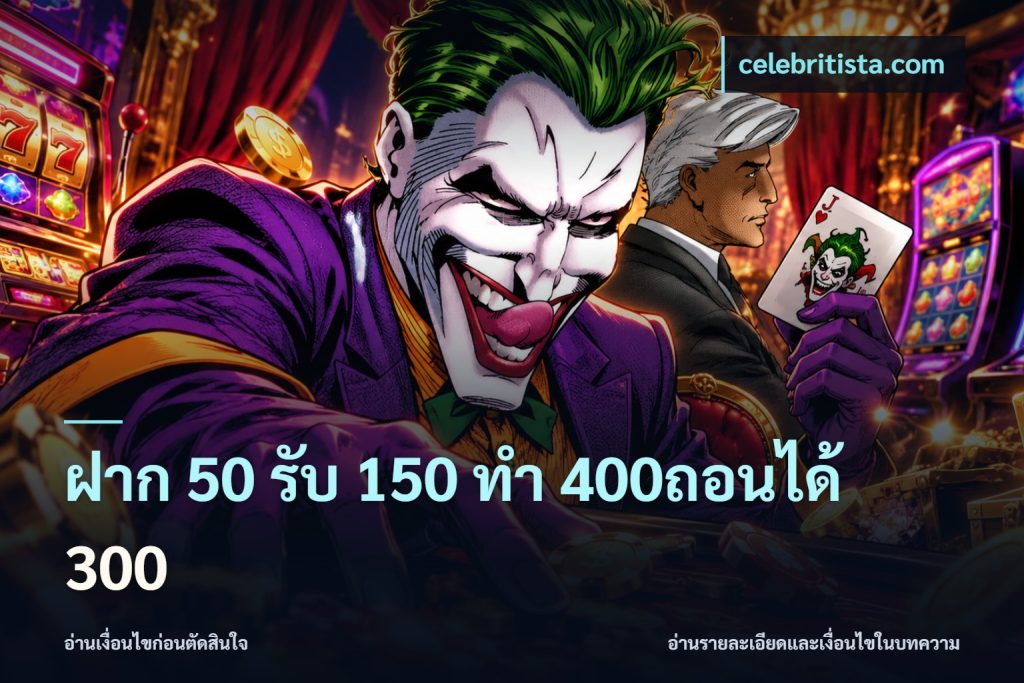 ฝาก 50 รับ 150 ทํา 400ถอนได้ 300
