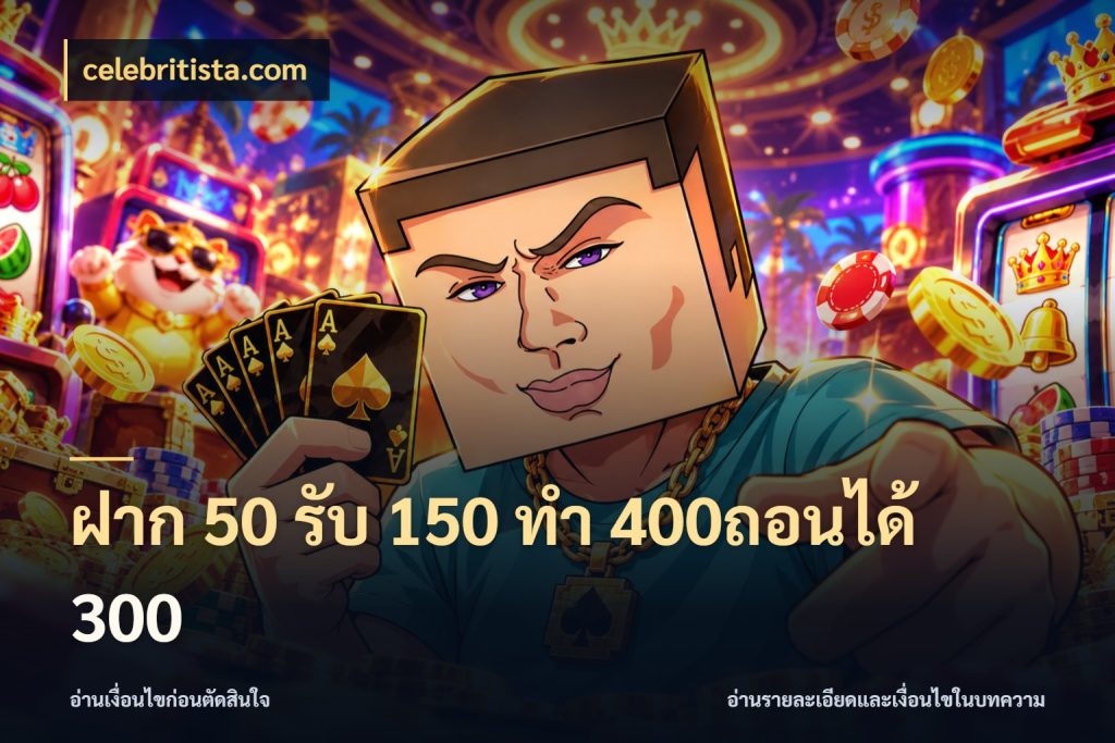 ฝาก 50 รับ 150 ทํา 400ถอนได้ 300 สีสันของโปรฝากและยอดรับ สไตล์ celebritista.com