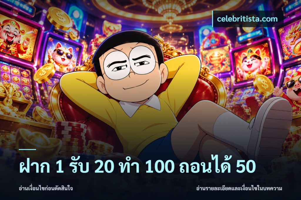 ฝาก 1 รับ 20 ทำ 100 ถอนได้ 50